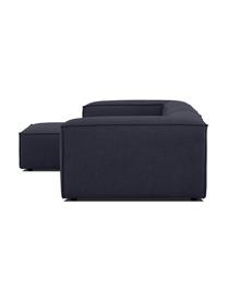 Divano angolare componibile Lennon, Rivestimento: 100% poliestere Con 115.0, Struttura: legno di pino massiccio, , Piedini: plastica, Tessuto blu scuro, Larg. 327 x Prof. 180 cm, chaise-longue a sinistra