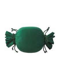 Cuscino divano in velluto verde scuro a forma di caramella Pandora, Verde scuro, Ø 30 cm