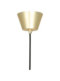 Design hanglamp Ray in goudkleur, Lampenkap: vermessingd metaal en geb, Baldakijn: gelakt metaal, Geborsteld messingkleurig, Ø 45 x H 24 cm