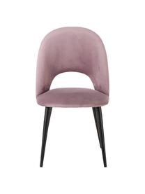 Krzesło tapicerowane z aksamitu Rachel, Tapicerka: aksamit (100% poliestr) D, Nogi: metal malowany proszkowo, Bladoróżowy aksamit, S 53 x G 57 cm