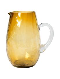 Großer mundgeblasener Krug Hammered mit gehämmerter Oberfläche, 2 L, Glas, Bernsteinfarben, Ø 14 x H 22 cm, 2 L