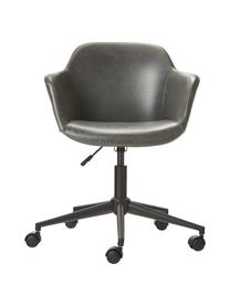 Sedia da scrivania in similpelle con seduta stretta Fiji, Rivestimento: similpelle (100% poliuret, Struttura: metallo verniciato a polv, Ruote: plastica, Similpelle color grigio, Larg. 66 x Prof. 66 cm