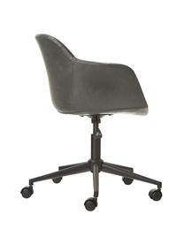 Krzesło biurowe ze sztucznej skóry Fiji, obrotowe, Tapicerka: skóra ekologiczna (100% p, Stelaż: metal malowany proszkowo, Szara sztuczna skóra, S 66 x G 66 cm