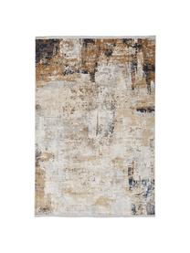 Vloerkleed Verona met abstract patroon, Bovenzijde: 50% viscose, 50% acryl, Onderzijde: polyester, Crèmekleurig, beige, grijs, bruin, donkerblauw, B 160 x L 230 cm (maat M)