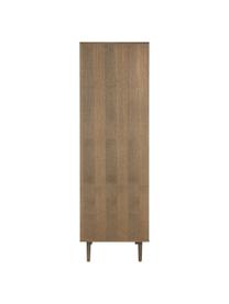 Kleiner Kleiderschrank Aries mit Wiener Geflecht, 2-türig, Gestell: Spanplatte mit Eichenholz, Beine: Massives Eichenholz, Wiener Geflecht: Zuckerrohr, Holz, dunkel lackiert, B 100 x H 194 cm