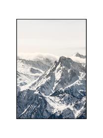 Impresión digital enmarcada White Mountain, Fotografía: impresión digital sobre p, Parte trasera: tablero de fibras de dens, Negro, blanco, gris, An 70 x Al 100 cm