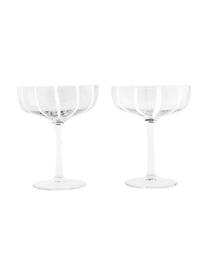 Mundgeblasene Champagnerschalen Mizu, 2 Stück, Glas, Transparent, Weiß, Ø 11 x H 14 cm, 230 ml
