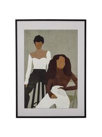 Impression numérique encadrée Lilian, Brun, gris, blanc, noir, larg. 52 x haut. 72 cm