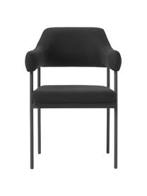 Chaise à accoudoirs rembourrée Zoe, Tissu noir, larg. 56 x prof. 62 cm