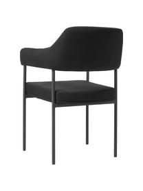 Chaise à accoudoirs rembourrée Zoe, Tissu noir, larg. 56 x prof. 62 cm