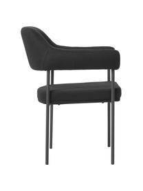 Chaise à accoudoirs rembourrée Zoe, Tissu noir, larg. 56 x prof. 62 cm