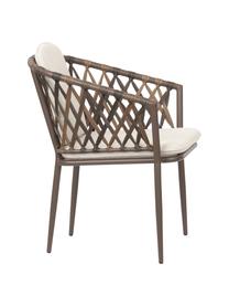 Gartenstuhl Hila mit Armlehnen, Bezug: 100 % Polyester, Korpus: Rattan, Webstoff Cremeweiß, Rattan, B 61 x T 65 cm