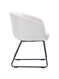 Chaise blanche rembourrée à accoudoirs Juri, Tissu blanc, larg. 58 x prof. 58 cm