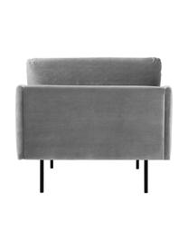 Fluwelen fauteuil Moby in grijs met metalen poten, Bekleding: fluweel (hoogwaardig poly, Frame: massief grenenhout, Poten: gepoedercoat metaal, Fluweel grijs, B 90 x D 90 cm