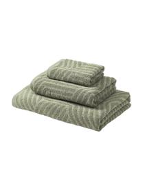 Set de toallas Fatu, 3 uds., Tonos verdes, Set de diferentes tamaños
