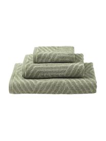 Set de toallas Fatu, 3 uds., Tonos verdes, Set de diferentes tamaños