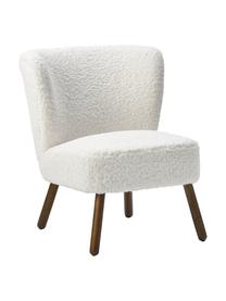Poltrona in teddy Robine, Rivestimento: teddy (poliestere) Il riv, Gambe: legno di betulla vernicia, Teddy bianco, Larg. 63 x Prof. 73 cm
