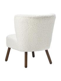 Teddy fauteuil Robine in wit, Bekleding: teddy (polyester), Poten: berkenhout, gelakt, Teddy wit, B 63 x D 73 cm