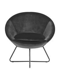 Fluwelen fauteuil Center in grijs, Bekleding: polyester fluweel, Frame: gepoedercoat metaal, Fluweel donkergrijs, B 82 x D 71 cm