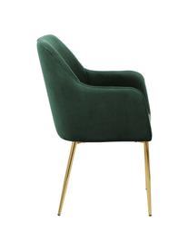 Fluwelen fauteuil Ava in donkergroen, Bekleding: fluweel (100% polyester), Poten: gegalvaniseerd metaal, Fluweel donkergroen, B 57 x D 62 cm