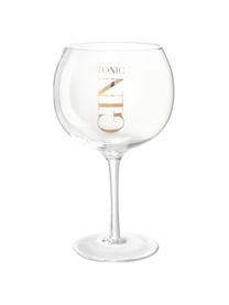 Gin Tonic glazenset met tekst, 4-delig, Glas, Transparant, goudkleurig, Ø 13 x H 22 cm