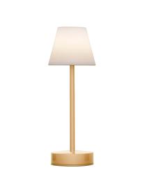 Lámpara de mesa para exterior regulable táctil Lola, portátil, Pantalla: polipropileno, Dorado, blanco, Ø 11 x Al 32 cm