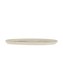 Piatto da portata fatto a mano con motivo erba Bea, Gres, Beige, Lung. 36 x Larg. 8 cm
