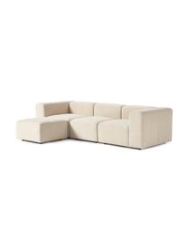 Sofa modułowa bouclé z pufem Lena (4-osobowa), Tapicerka: bouclé (93% poliester, 6%, Stelaż: drewno sosnowe, sklejka, , Nogi: tworzywo sztuczne, Beżowy bouclé, S 284 x G 181 cm