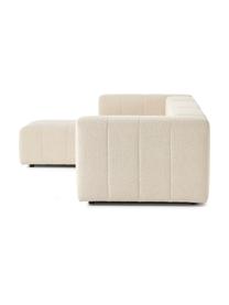 Sofa modułowa bouclé z pufem Lena (4-osobowa), Tapicerka: bouclé (93% poliester, 6%, Stelaż: drewno sosnowe, sklejka, , Nogi: tworzywo sztuczne, Beżowy bouclé, S 284 x G 181 cm