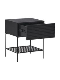 Comodino con cassetto in legno nero  Johanna, Struttura: metallo verniciato a polv, Nero, Larg. 45 x Alt. 56 cm