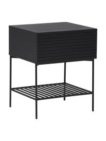 Comodino con cassetto in legno nero  Johanna, Struttura: metallo verniciato a polv, Nero, Larg. 45 x Alt. 56 cm