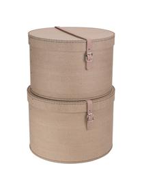 Set de cajas Rut, 2 uds., Caja: cartón sólido, con estamp, Asa: cuero, metal, Marrón claro, Set de diferentes tamaños