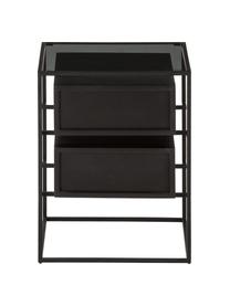 Table de chevet avec plateau en verre Lyle, Noir, larg. 45 x haut. 58 cm