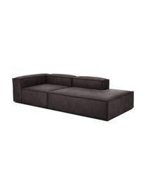 Modulaire chaise longue Lennon van gerecycled leer, Bekleding: gerecycled leer (70% leer, Frame: massief grenenhout, FSC-g, Poten: kunststof De poten bevind, Leer bruingrijs, B 269 x D 119 cm, rugleuning links