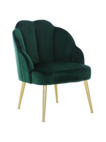 Poltrona in velluto Helle, Rivestimento: velluto (poliestere) Il r, Piedini: metallo verniciato a polv, Velluto verde scuro, Larg. 65 x Prof. 65 cm