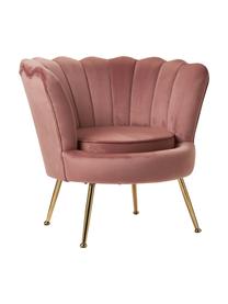 Poltroncina da cocktail in tessuto bouclé Oyster, Rivestimento: velluto (poliestere) 20.0, Struttura: multistrato di eucalipto, Gambe: metallo zincato, Velluto rosa cipria, Larg. 81 x Alt. 75 cm