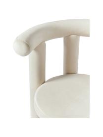 Sedia imbottita in velluto Calan, Rivestimento: 100% poliestere, Struttura: metallo ricoperto di schi, Velluto bianco crema, Larg. 55 x Prof. 52 cm