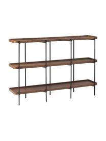 Libreria in legno con struttura in metallo Renee, Mensole: pannello di fibra a media, Struttura: metallo verniciato a polv, Legno di noce, Larg. 150 x Alt. 100 cm