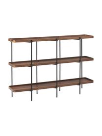 Libreria in legno con struttura in metallo Renee, Mensole: pannello di fibra a media, Struttura: metallo verniciato a polv, Legno di noce, Larg. 150 x Alt. 100 cm
