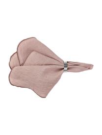 Servetten Gracie van linnen met open zoom, 2 stuks, 100% linnen, Roze, B 45 x L 45 cm