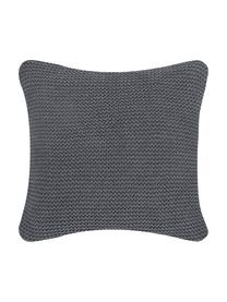 Gebreide kussenhoes Adalyn van biokatoen in donkergrijs, 100% biokatoen, GOTS-gecertificeerd, Donkergrijs, B 40 x L 40 cm