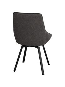 Sedia imbottita girevole con gambe in metallo Alison, Rivestimento: 100% polipropilene Il riv, Struttura: legno certificato FSC, Gambe: metallo verniciato a polv, Tessuto grigio scuro, Larg. 51 x Prof. 57 cm