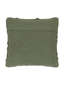 Boho Kissenhülle Akesha mit getuftetem Zickzack-Muster, 100% Baumwolle, Grün, B 45 x L 45 cm