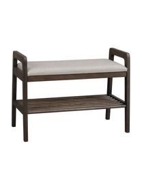 Polsterbank Inverness mit Ablage aus Eichenholz, Bezug: Stoff, Gestell: Eichenholz, Stoff Beige, Eichenholz, B 75 x H 55 cm