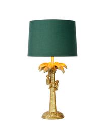Große Boho-Tischlampe Coconut in Grün-Gold, Lampenschirm: Baumwolle, Lampenfuß: Kunststoff, Messingfarben, Grün, Ø 31 x H 58 cm