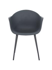 Krzesło z podłokietnikami z tworzywa sztucznego Claire, Nogi: metal malowany proszkowo, Ciemny szary, S 60 x G 54 cm