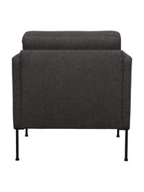 Fauteuil avec pieds en métal Fluente, Tissu gris foncé, larg. 74 x prof. 85 cm