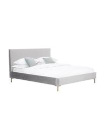 Sametová čalouněná postel Peace, Světle šedá, Š 140 cm, D 200 cm