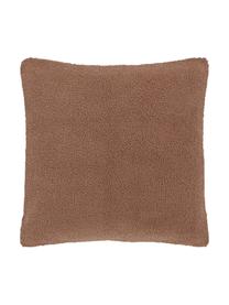 Housse de coussin en tissu peluche Mille, 100 % polyester (tissu peluche), Brun, larg. 60 x long. 60 cm