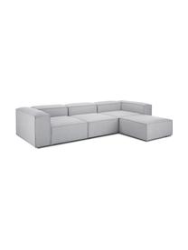 Divano componibile 4 posti con poggiapiedi Lennon, Rivestimento: 100% poliestere Con 115.0, Struttura: legno di pino massiccio, , Piedini: plastica, Tessuto grigio chiaro, Larg. 327 x Prof. 207 cm